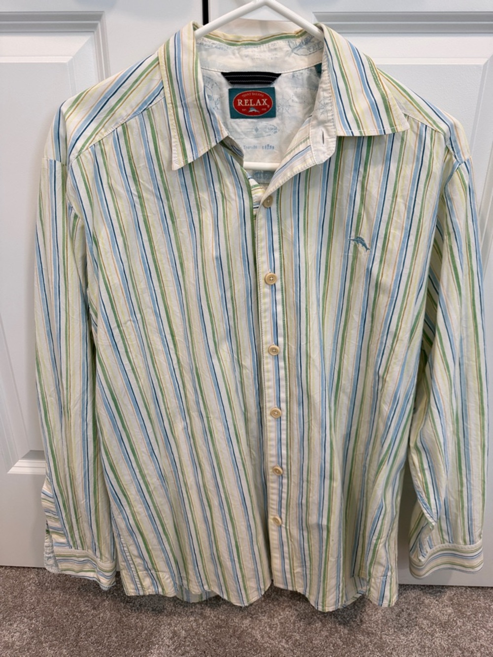 Tommy Bahama Relax Striped Button-Down in Blue, Green & Cream